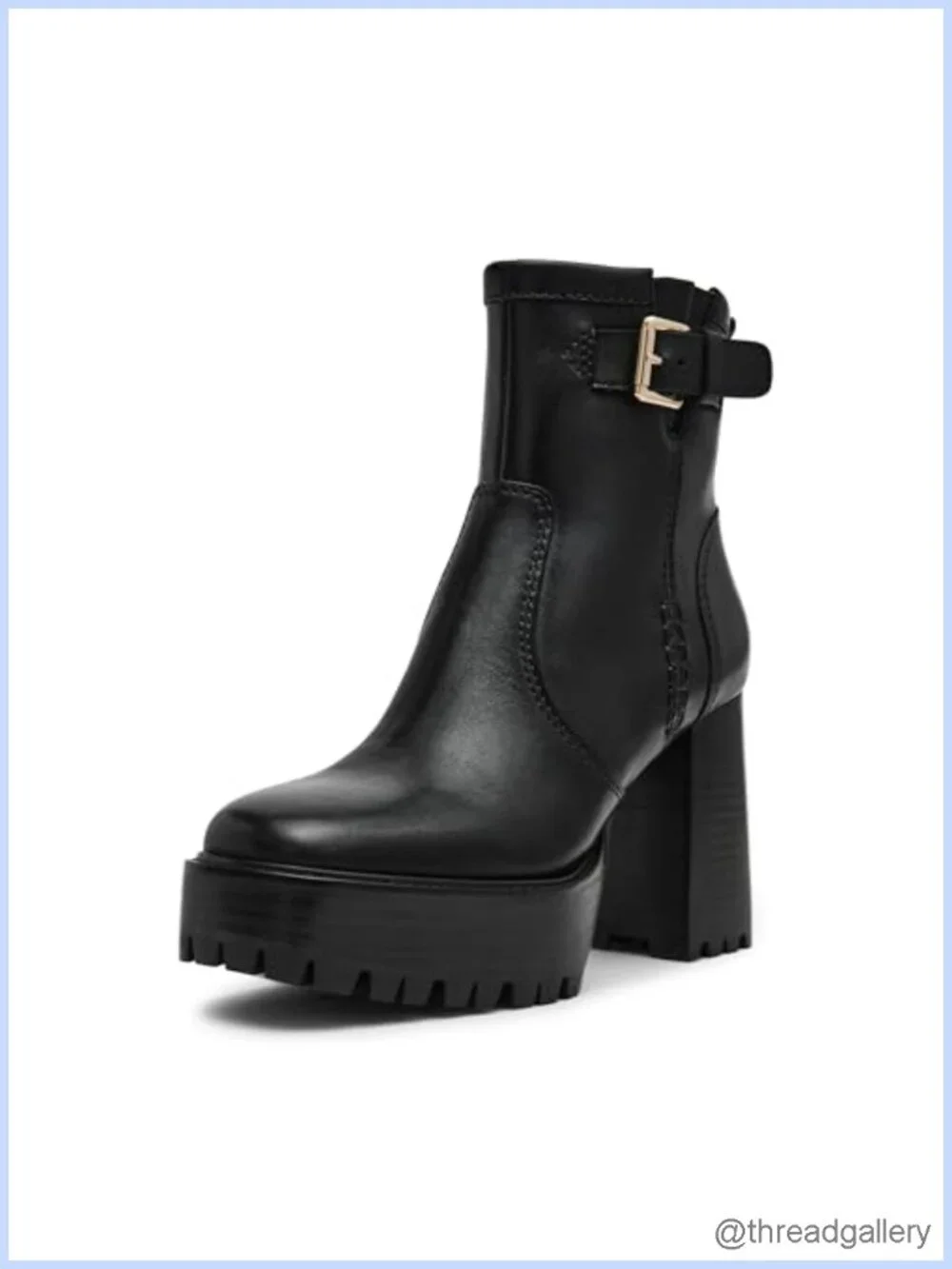Ankle Boot, Faux Leather Chunky Heel Zip-Up Booties